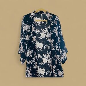 Spiritual Gangster Maya Black Floral Print Kimono One Size